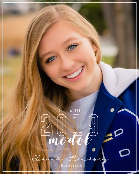 Blonde girl smiling at camera wearing lettermens jacket for senior pictures 